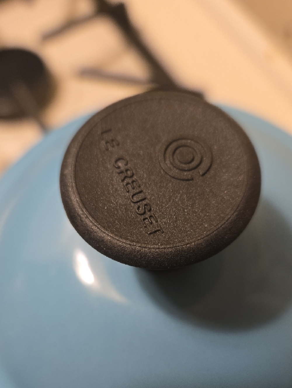 Le Creuset Carribean Blue Teakettle with Black Handle and Knob - Picture 2 of 16